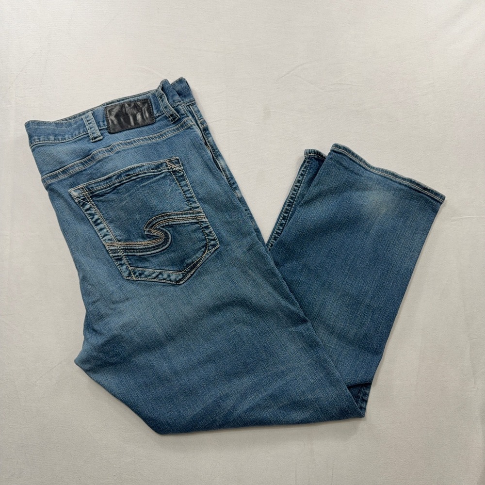 Silver Jeans Eddie Relaxed Fit Straight Leg Medium Wash Blue Mens W46 L30